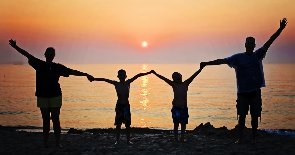 Family in the beach on vacation