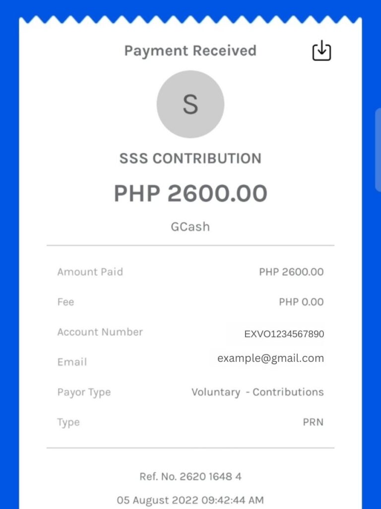 Gcash - SSS Contribution payment confirmation page