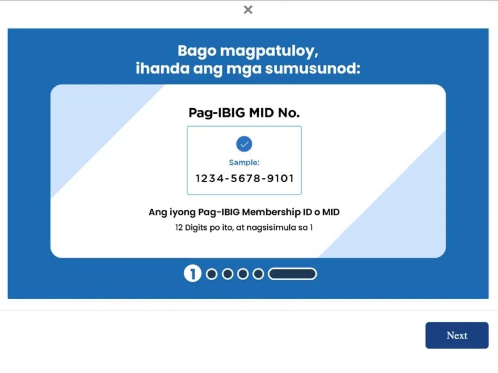 Pag-IBIG prompt for the requirements showing Pag-IBIG MID No