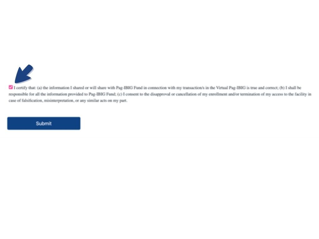 Pag-IBIG certify information entered are correct