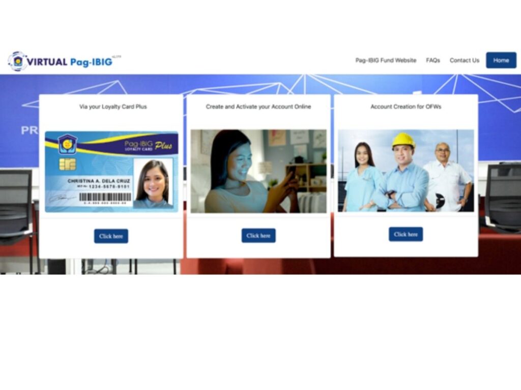 Virtual Pag-IBIG Account creation options
