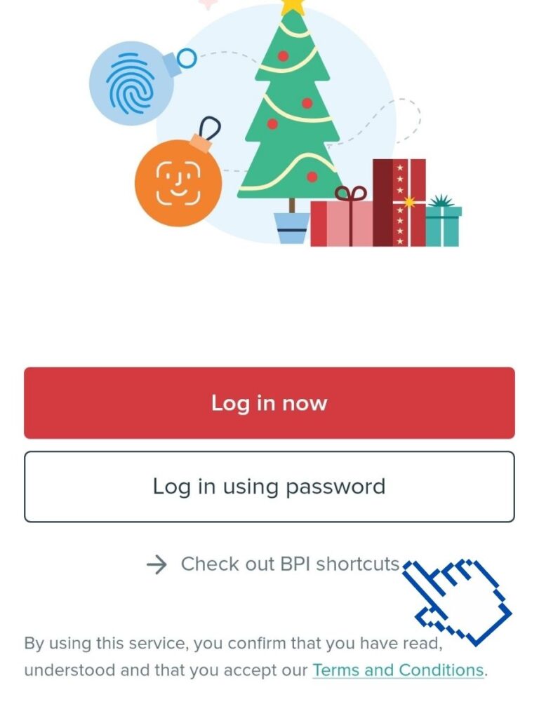 BPI login page, find "Check out BPI shortcuts