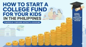 stack of coins showing how savings increases over time for a college fund